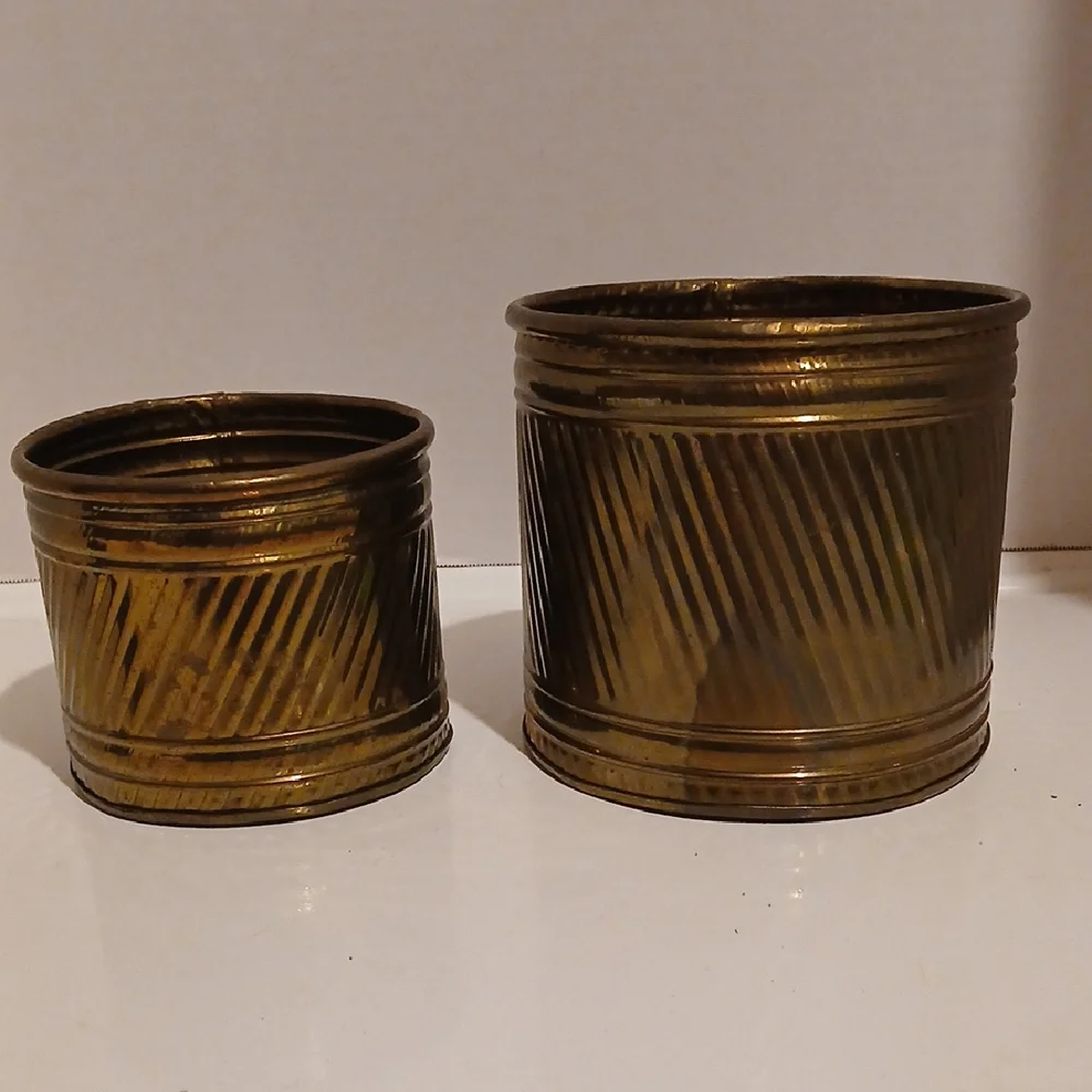 Vintage Brass Planter Set - Picture 1 of 6